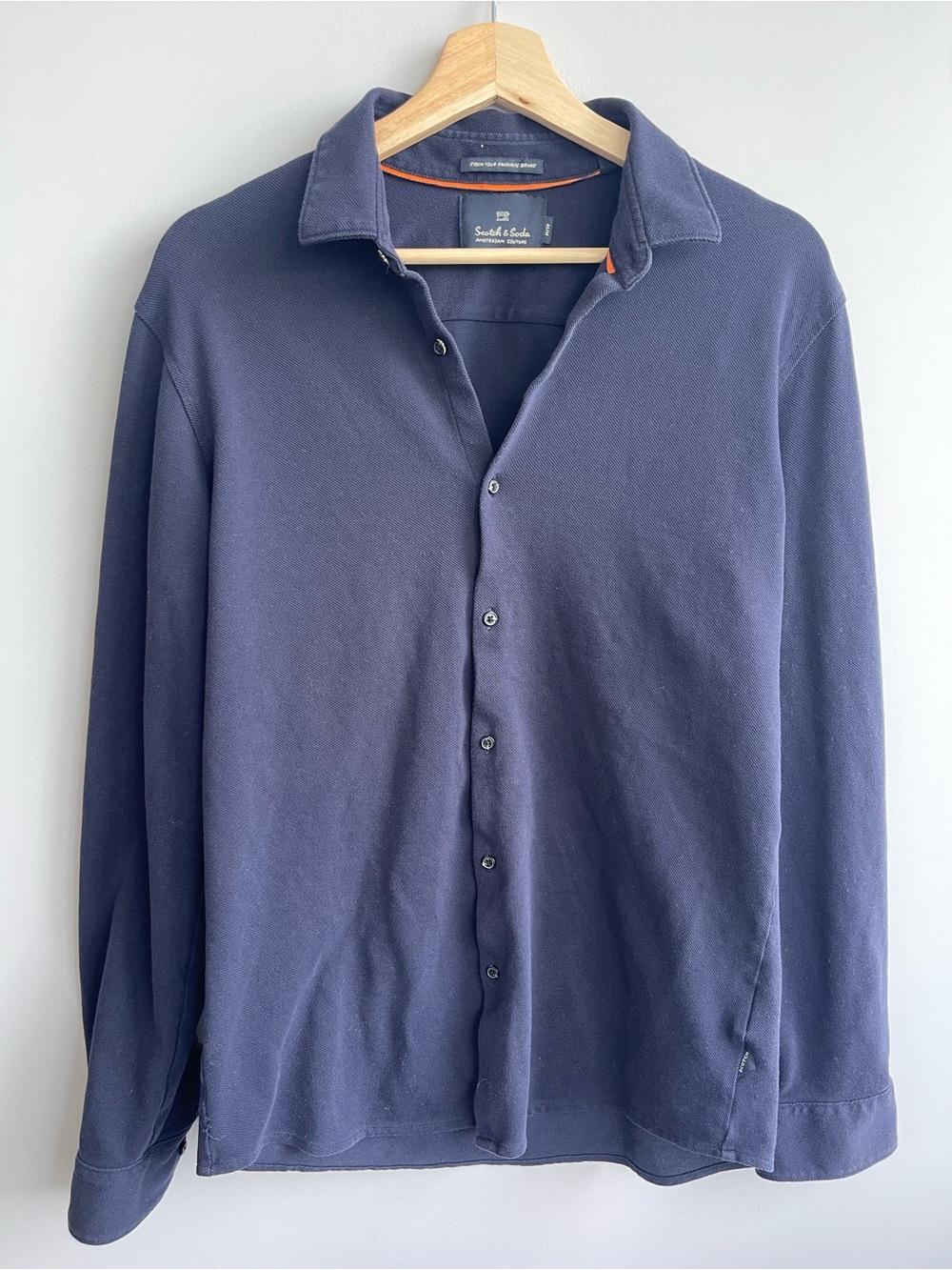 Scotch & Soda Navy Button-Front Long Sleeve Shirt